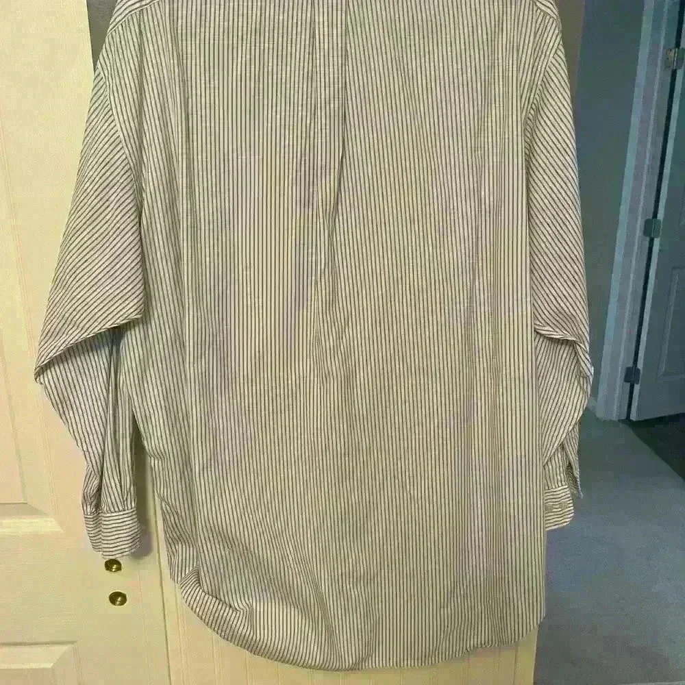 Ralph Lauren Blue Stripe Long Sleeve Button Up Shirt XL Yarmouth 100% Cotton EUC - Picture 4 of 5
